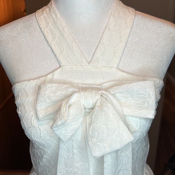 Maje Libby White Eyelet Bow Detail Dress NWT Size 36 - Picture 4 of 10